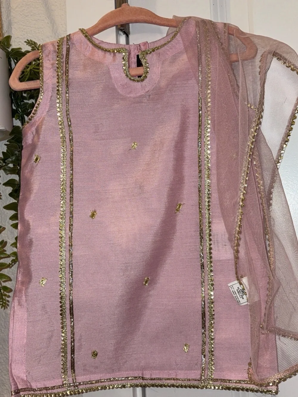 Girls' Pink Embroidered Matching Set infant traditional wear party wedding wear